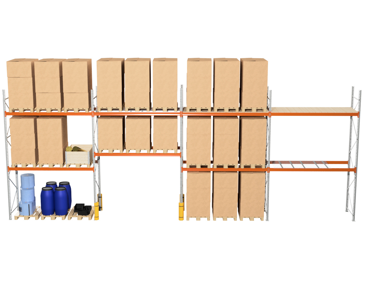 11,2 M PALLETSTELLING 5 M HOOG VOOR 36 EUROPALLETS VAN 1000 KG. 11,2 M PALLETSTELLING 3 M HOOG VOOR 36 EUROPALLETS VAN 250 KG