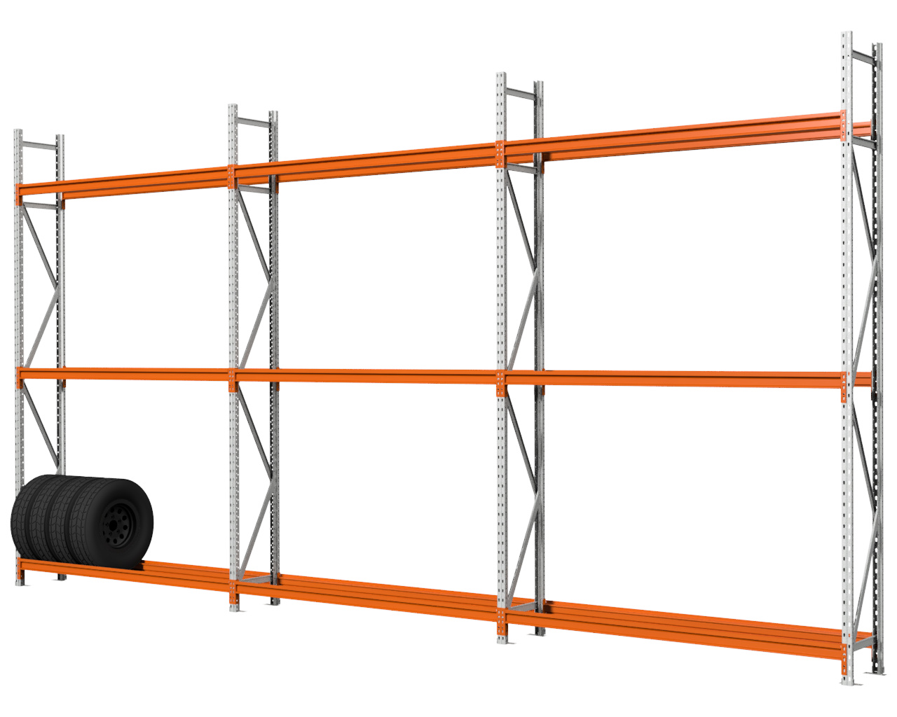 BANDENSTELLING 3M HOOG, 5,55M LANG, 3 NIVEAUS, 2 SECTIES, 0,4M DIEP