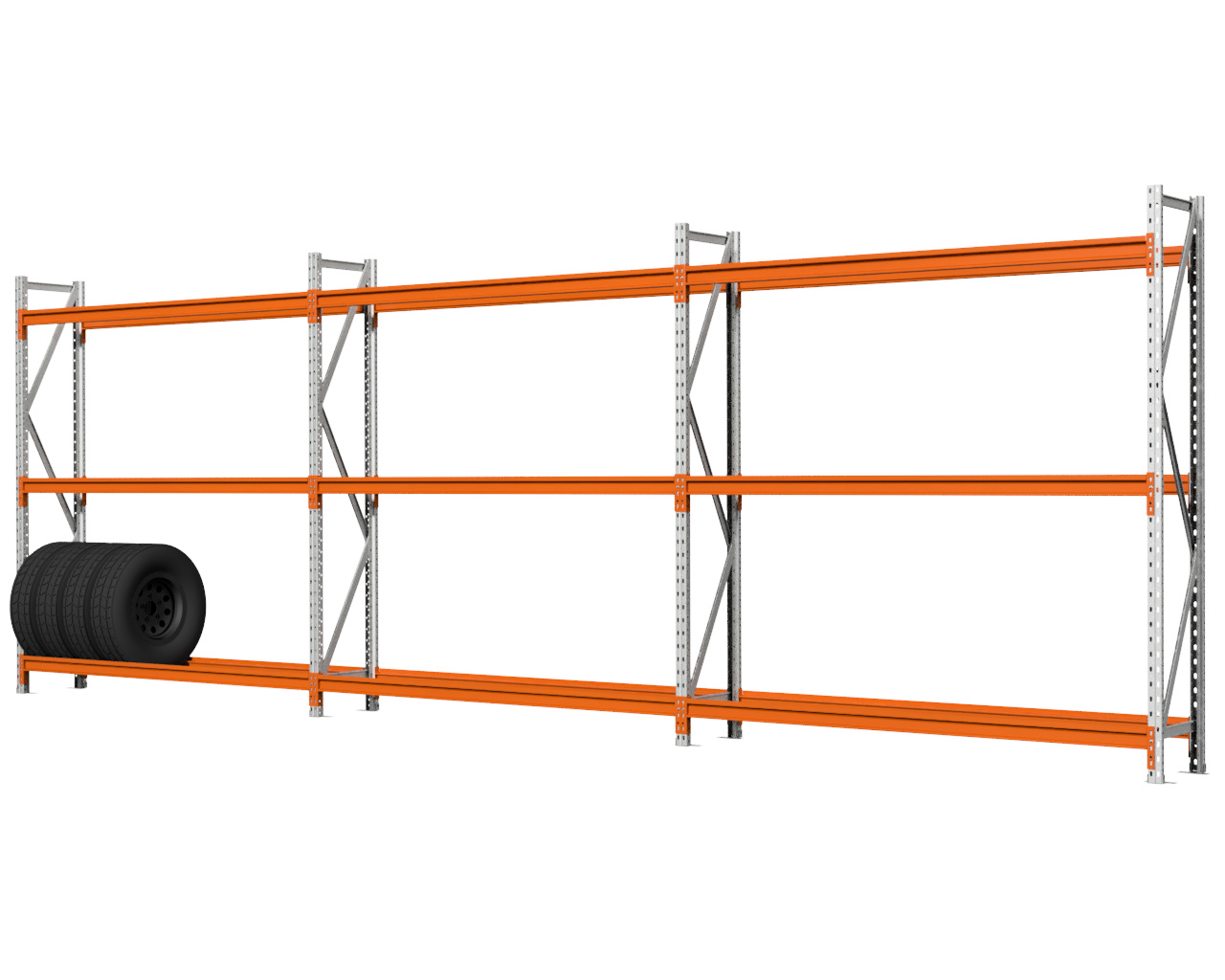 BANDENSTELLING 2M HOOG, 5,55M LANG, 3 NIVEAUS, 3 SECTIE, 0,4M DIEP