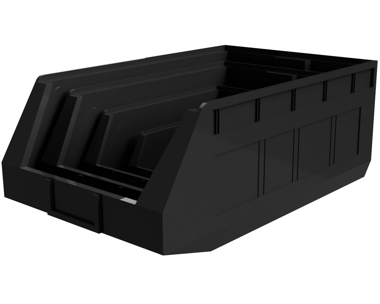 KUNSTSTOF MAGAZIJNBAK, STAPELBAAR, 165*103*83 MM (LxBxH), KLEUR ZWART KUNSTSTOF MAGAZIJNBAK, STAPELBAAR