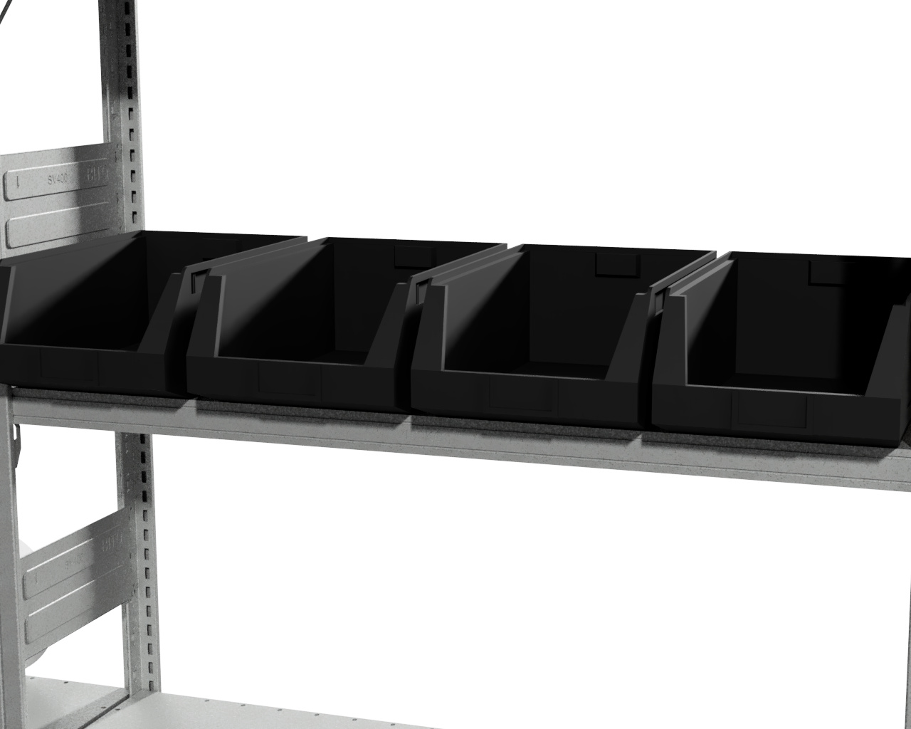 KUNSTSTOF MAGAZIJNBAK, STAPELBAAR, 165*103*83 MM (LxBxH), KLEUR ZWART Legbordstelling magazijn bakken