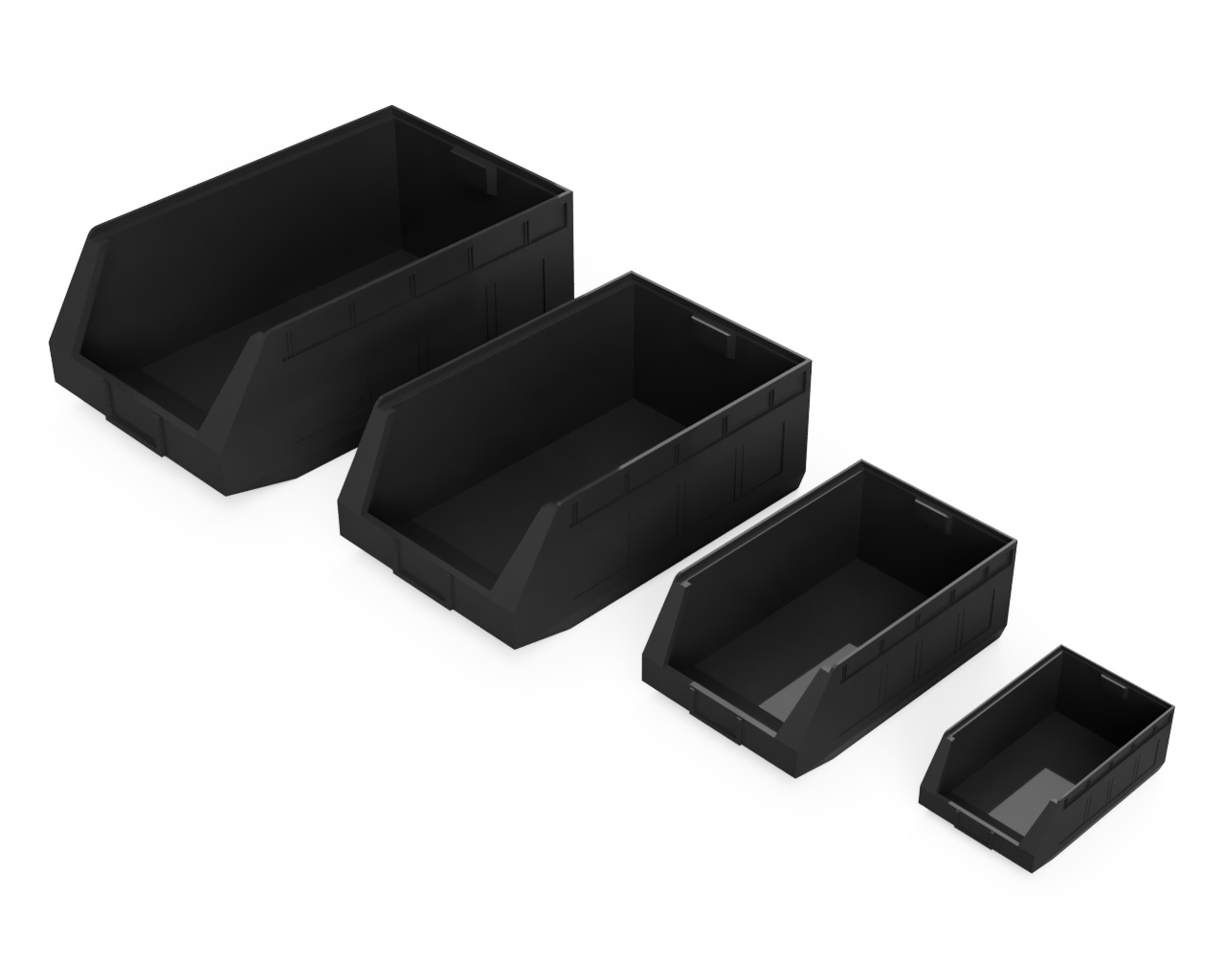 1M LEGBORDSTELLING 3 M HOOG MET 5 NIVEAU’S VAN 0,3 M DIEP Kunststofmagazijnbak