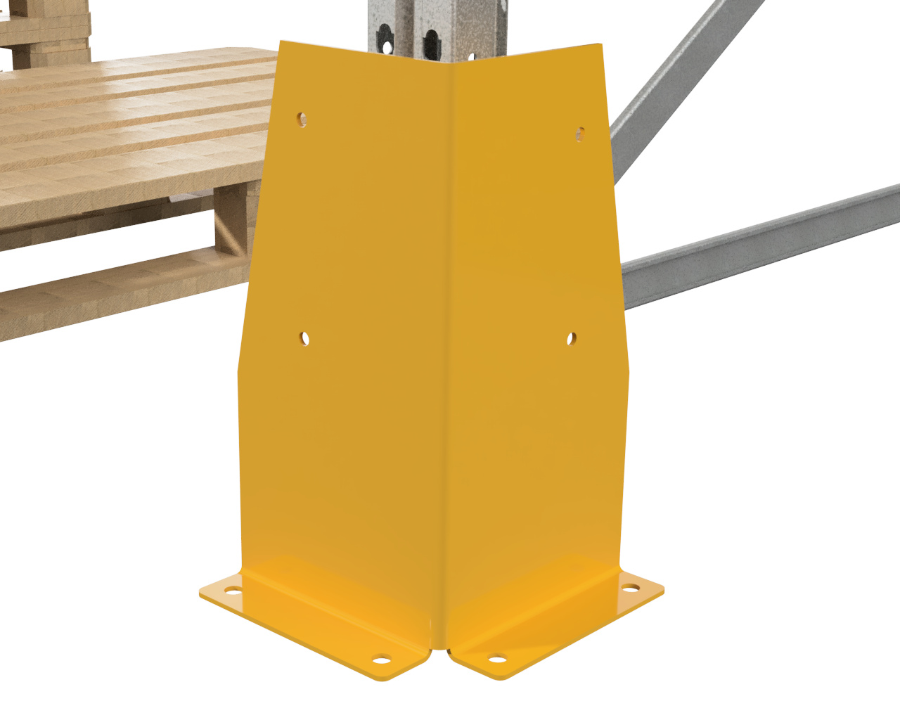 STALEN HOEKBESCHERMER, HOOGTE 0,40 M, KLEUR GEEL Stalen hoekbeschermer Hoogte 04,m kleur geel