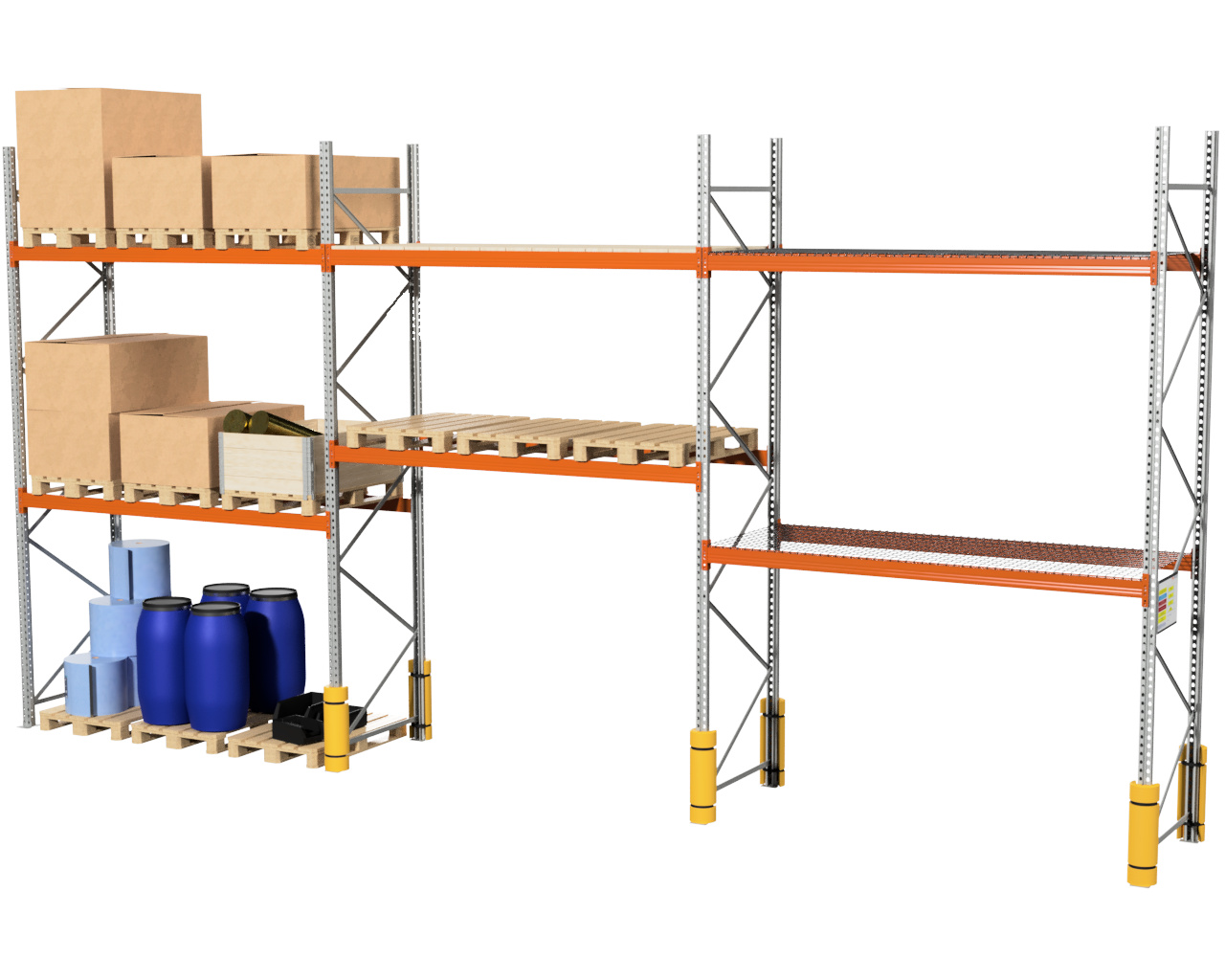 8,4 M PALLETSTELLING 3 M HOOG VOOR 27 EUROPALLETS VAN 250 KG.