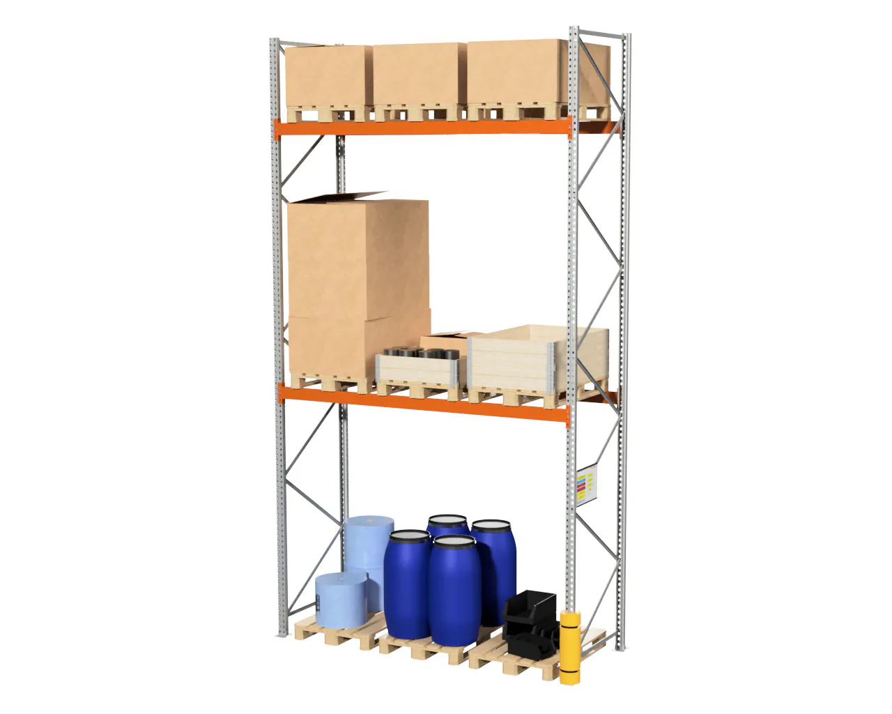 2,8 M PALLETSTELLING 5 M HOOG VOOR 9 EUROPALLETS VAN 250 KG.