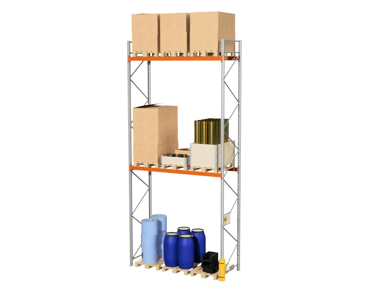 2,8 M PALLETSTELLING 6 M HOOG VOOR 9 EUROPALLETS VAN 250 KG.