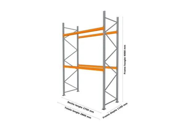 2,8 M PALLETSTELLING 4 M HOOG VOOR 9 EUROPALLETS VAN 250 KG - Afbeelding 2