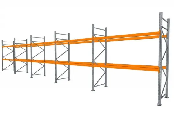 14 M PALLETSTELLING 3 M HOOG VOOR 45 EUROPALLETS VAN 750 KG.
