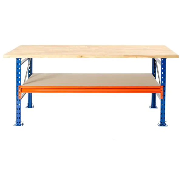 2,25 M INPAKTAFEL MET HARDHOUTEN WERKBLAD, 0,92 M HOOG EN 1 M DIEP