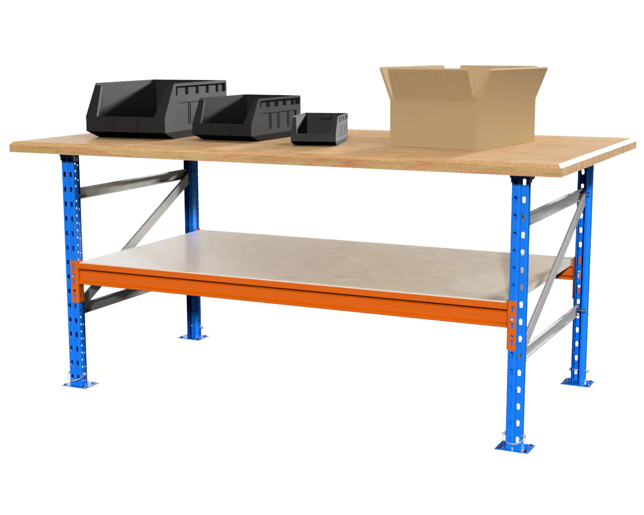 1,85 M INPAKTAFEL MET HARDHOUTEN WERKBLAD, 0,92 M HOOG EN 1 M DIEP