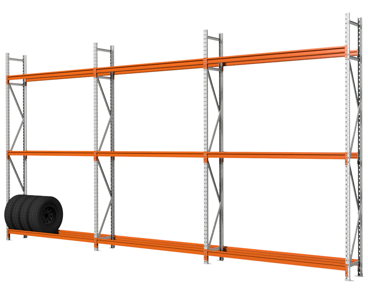 BANDENSTELLING 3M HOOG, 5,55M LANG, 3 NIVEAUS, 2 SECTIES, 0,4M DIEP