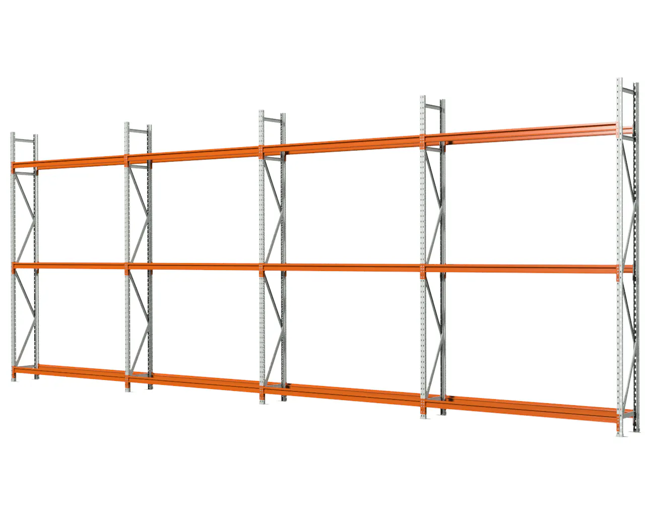 BANDENSTELLING 3M HOOG, 7,4M LANG, 3 NIVEAUS, 4 SECTIES, 0,4M DIEP