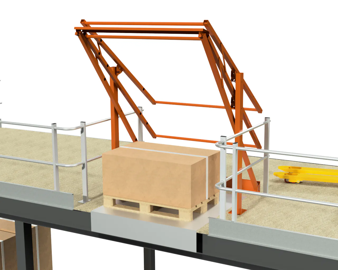 KANTELHEK VOOR PALLETOPSTEEKPLAATS, MAXIMALE INZETBREEDTE 1.5M