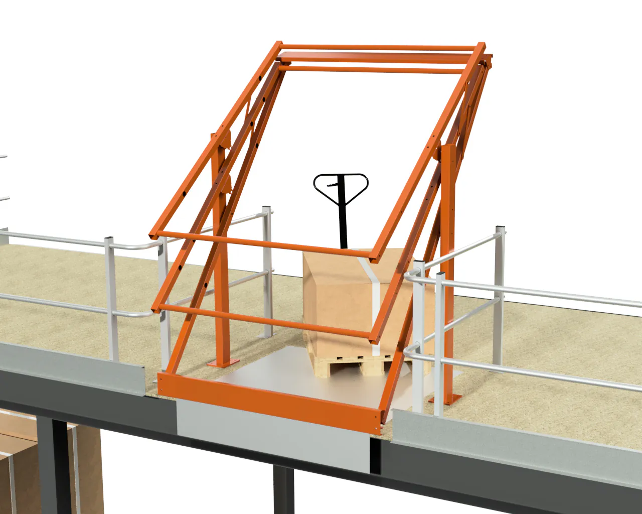 KANTELHEK VOOR PALLETOPSTEEKPLAATS, MAXIMALE INZETBREEDTE 1.5M