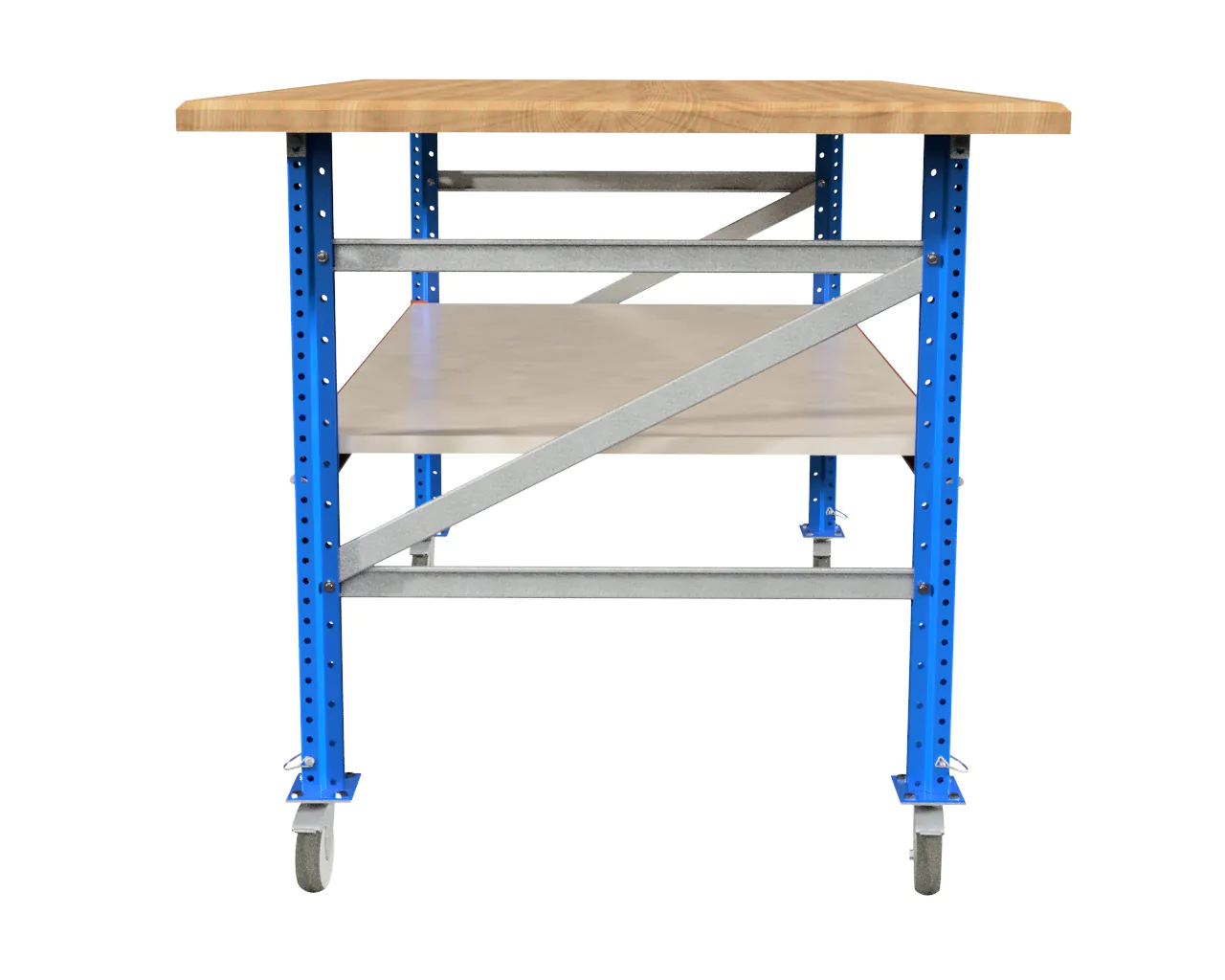 1,5 M VERRIJDBARE INPAKTAFEL MET HARDHOUTEN WERKBLAD, 0,92 M HOOG EN 1 M DIEP