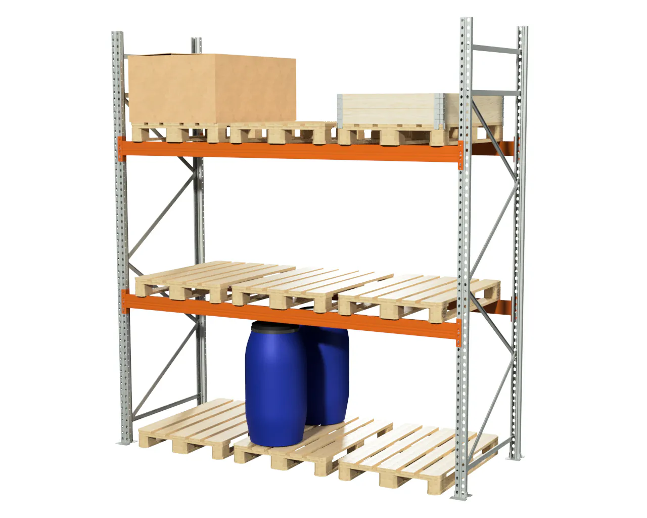 2,8 M PALLETSTELLING 3 M HOOG VOOR 9 EUROPALLETS VAN 250 KG.